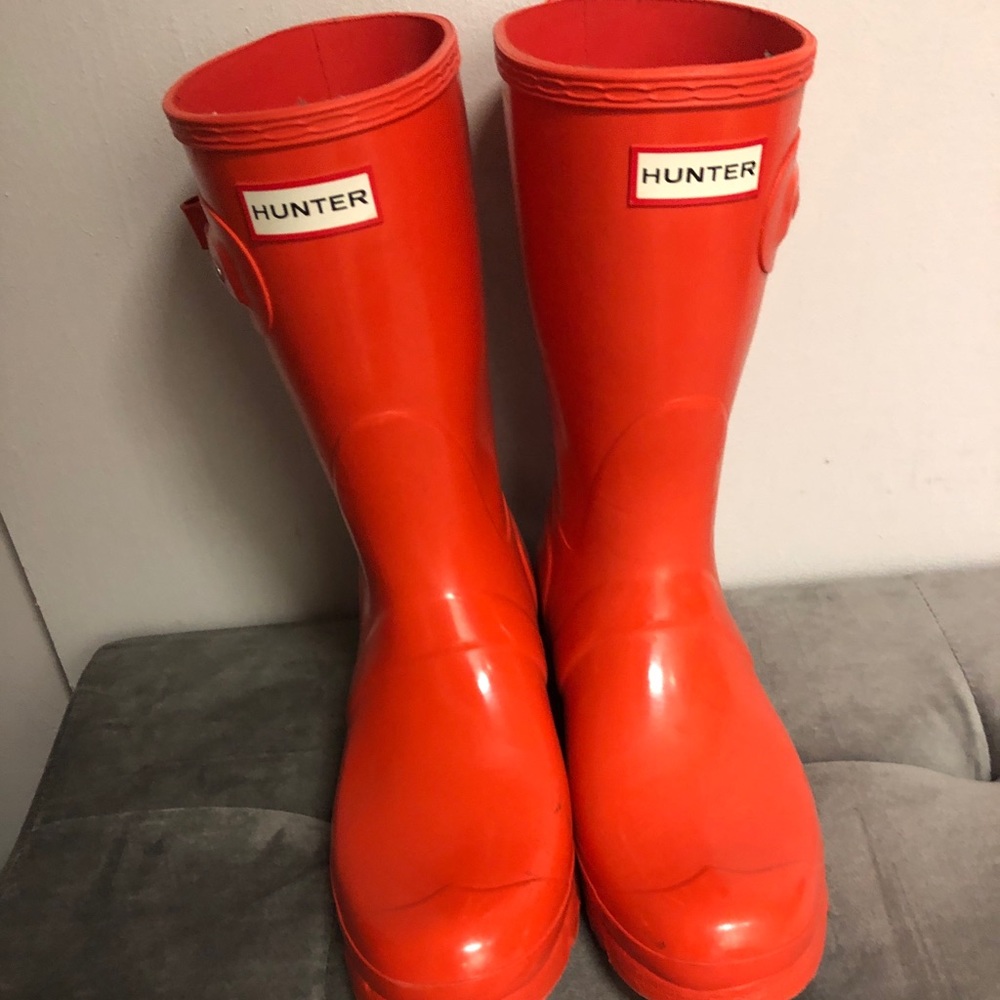 Orange hunter boots
